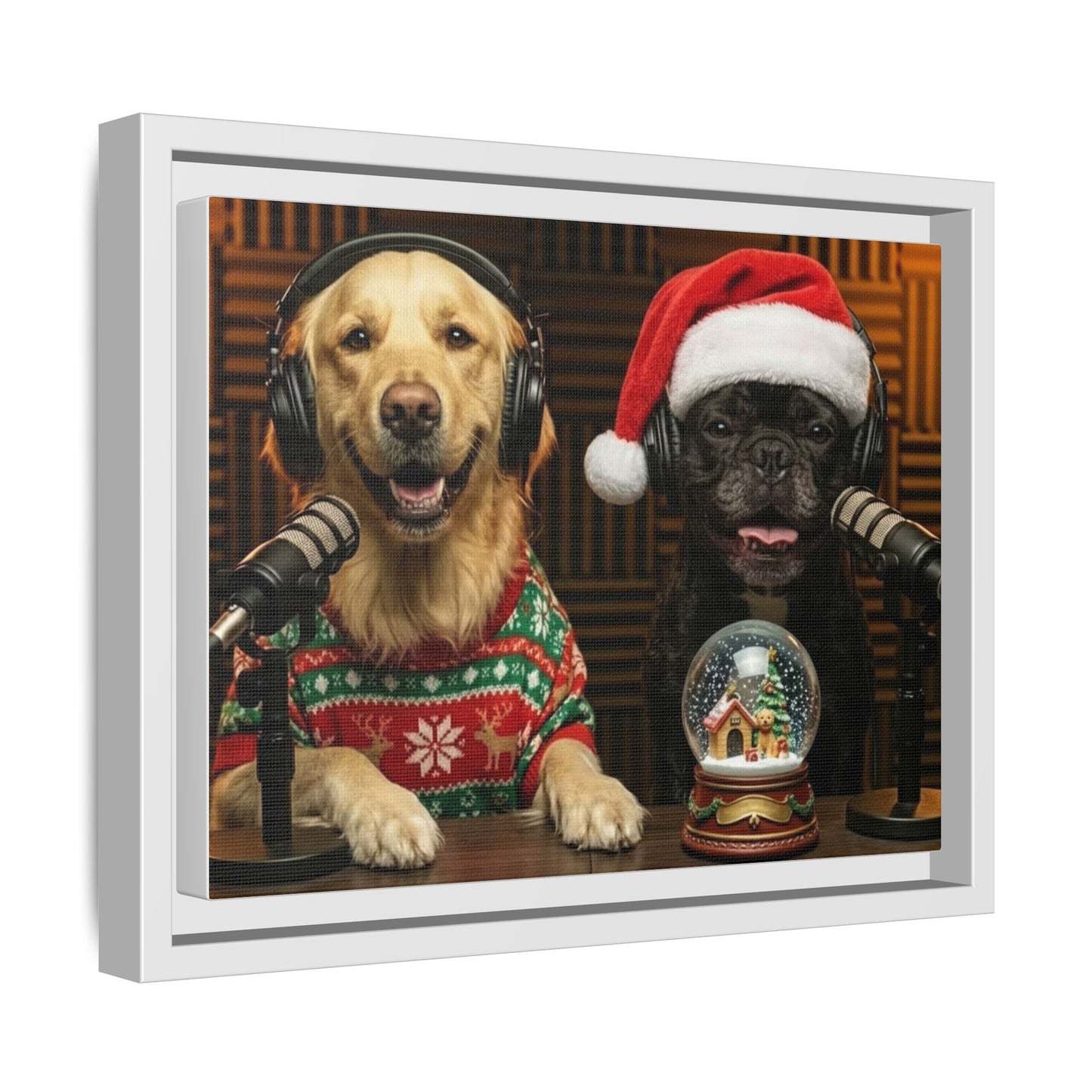 Goldie & Frenchie Christmas Podcast Matte Canvas Print (Framed)