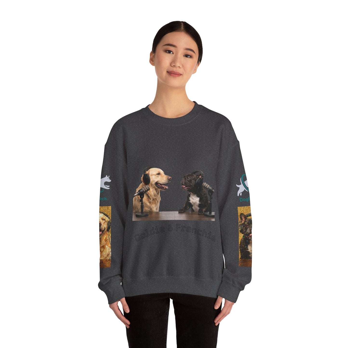 Goldie & Frenchie Chatting Crewneck with Klimt style G&F sleeves