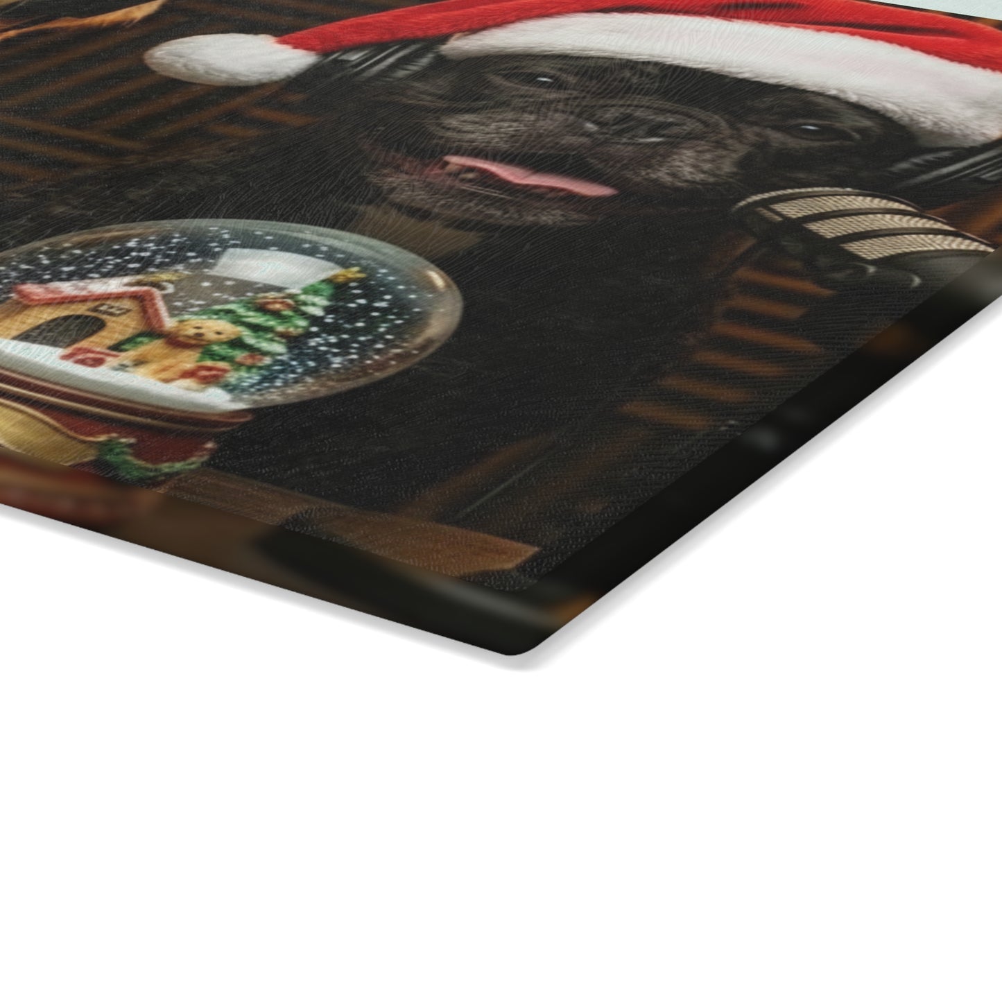 Goldie & Frenchie Christmas Glass Cutting Board