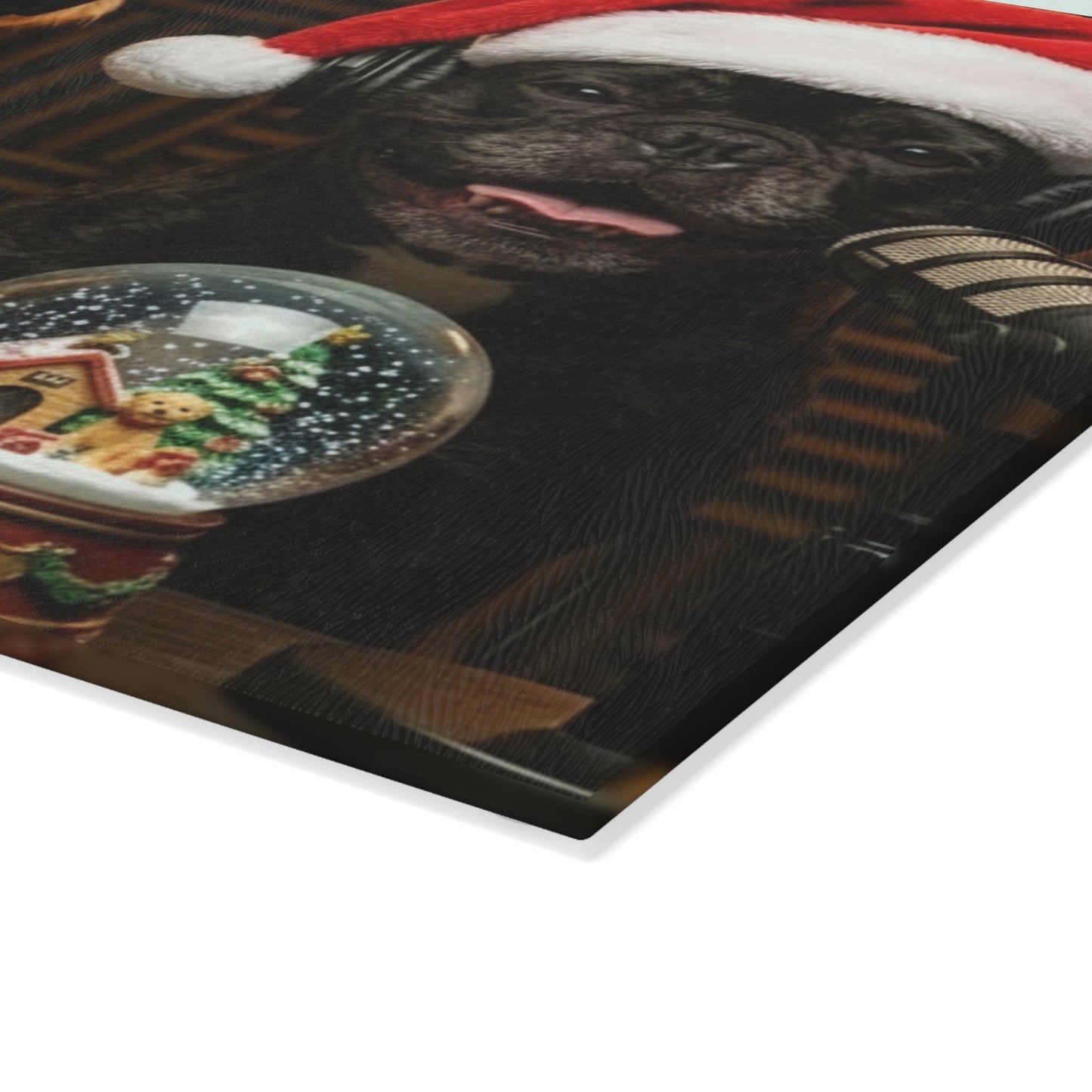 Goldie & Frenchie Christmas Glass Cutting Board