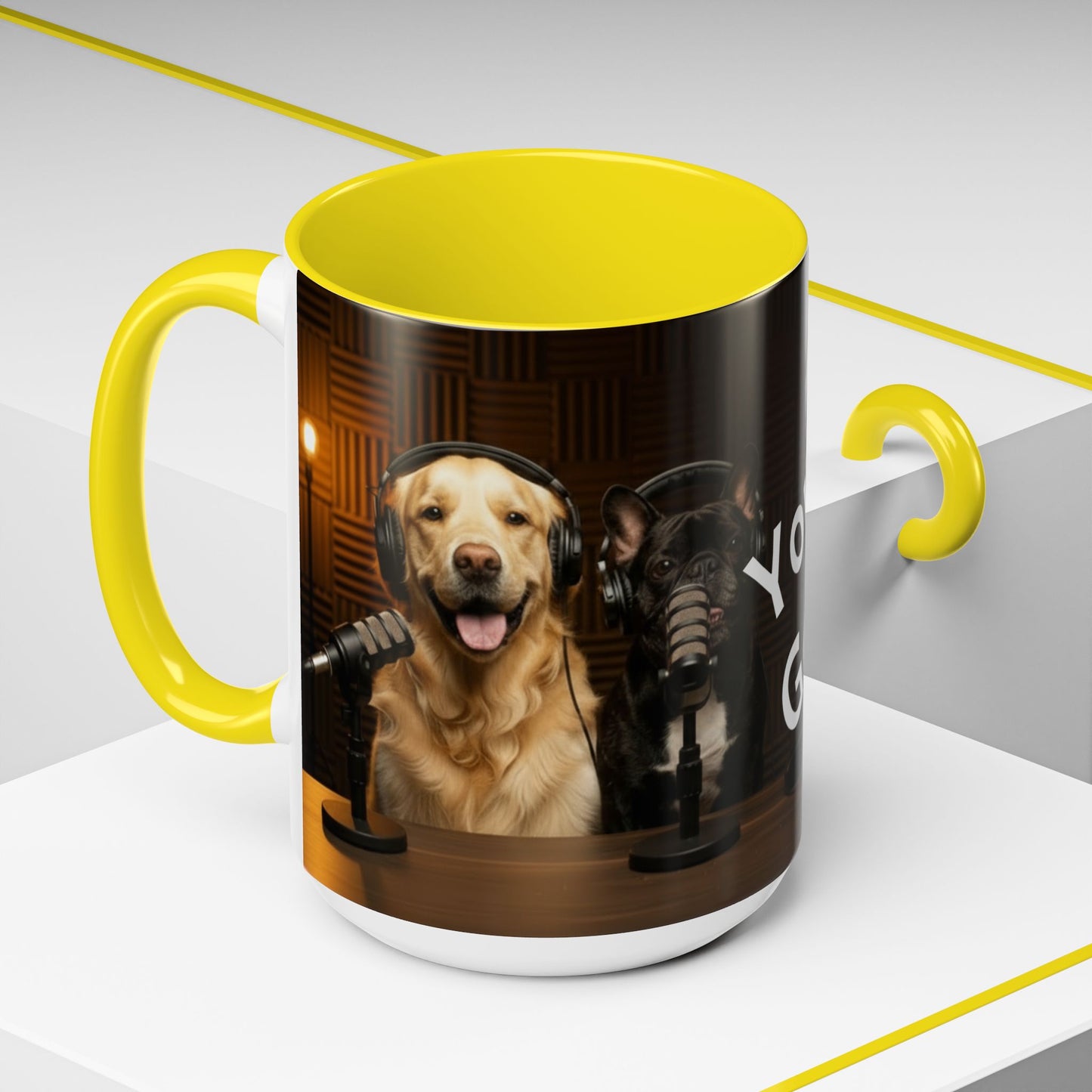 Goldie & Frenchie Custom Accent Coffee Mug – Choose your Color Interior and Send in your Pic (11/15oz)