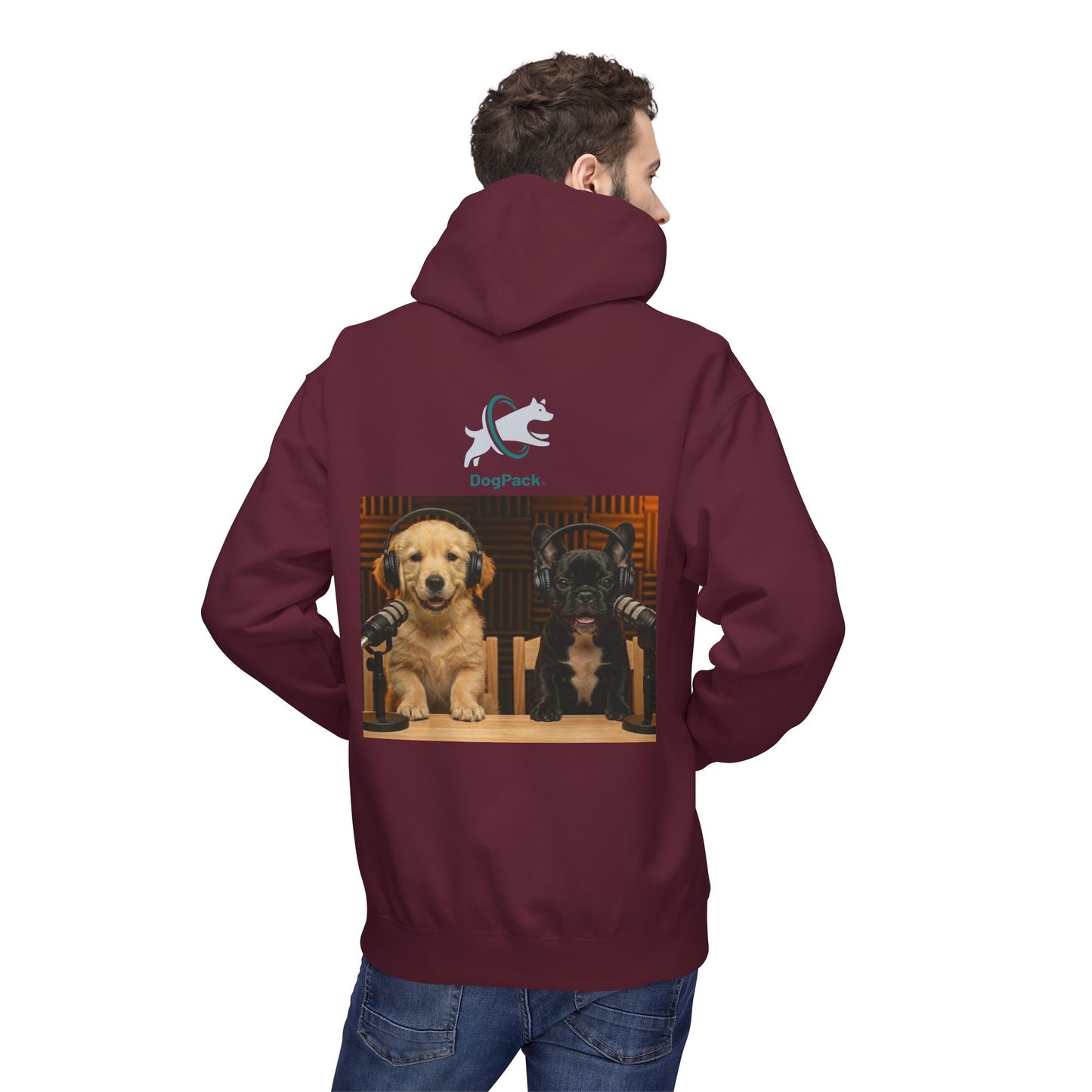 Puppies Goldie & Frenchie Front and Back Print - Soft Style Podcast Hoodie