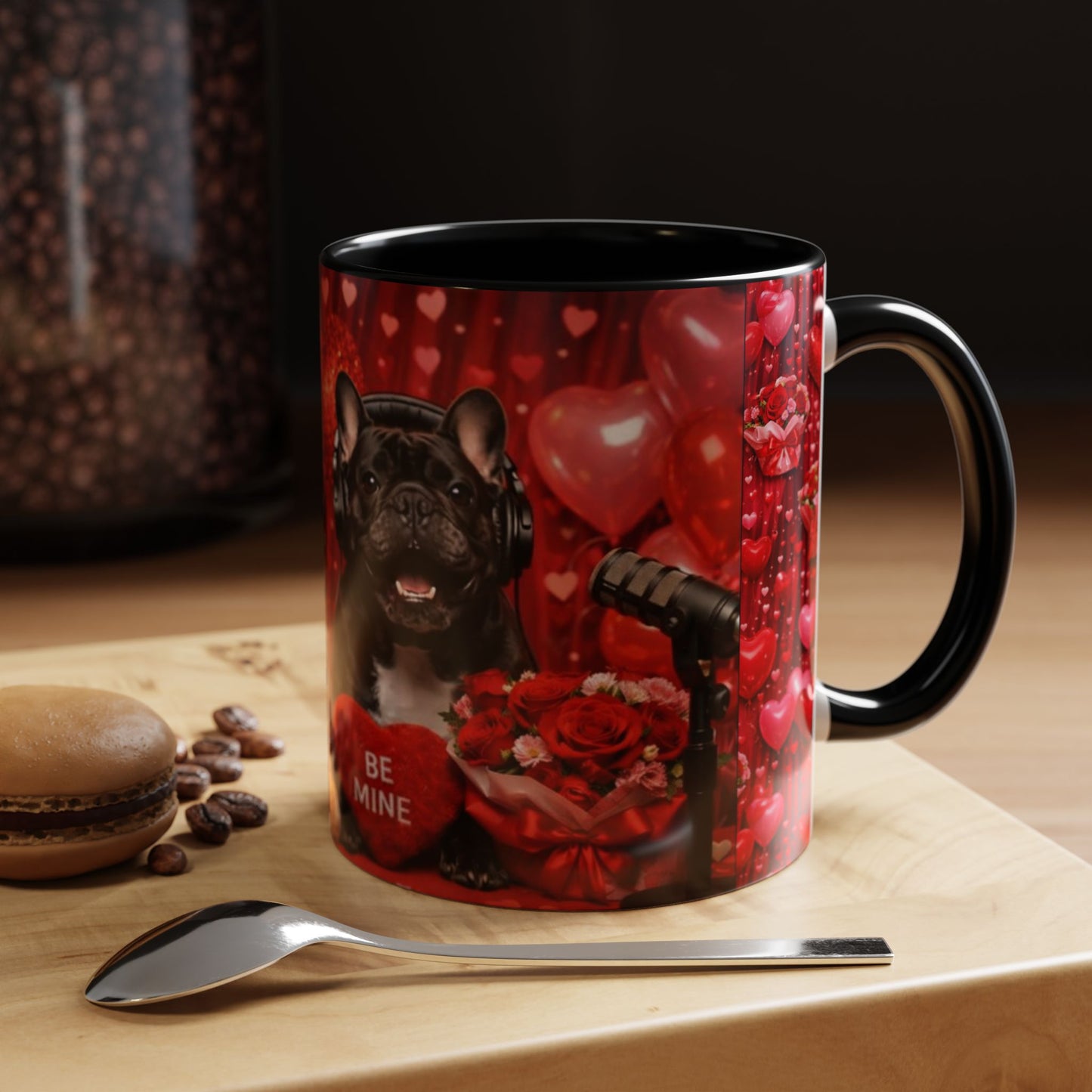 Goldie & Frenchie 'Valentines Day' Accent Coffee Mug – Choose your Color Interior (11/15oz)