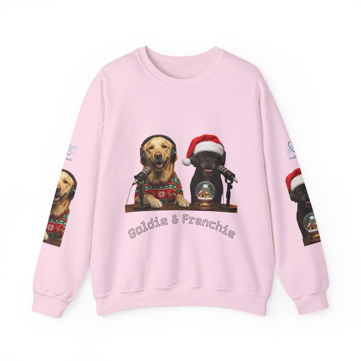 Goldie & Frenchie Christmas Crewneck with G&F sleeves