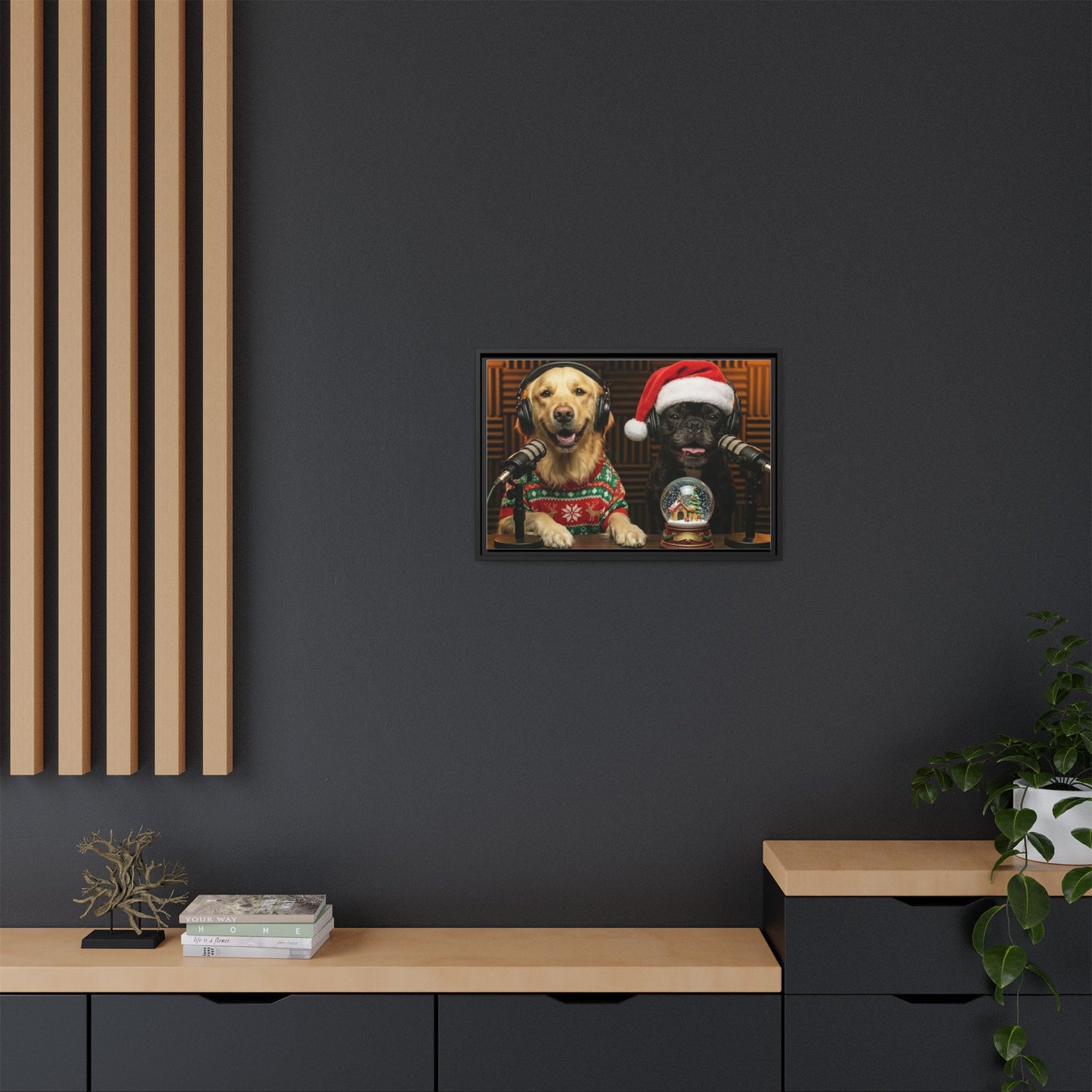 Goldie & Frenchie Christmas Podcast Matte Canvas Print (Framed)