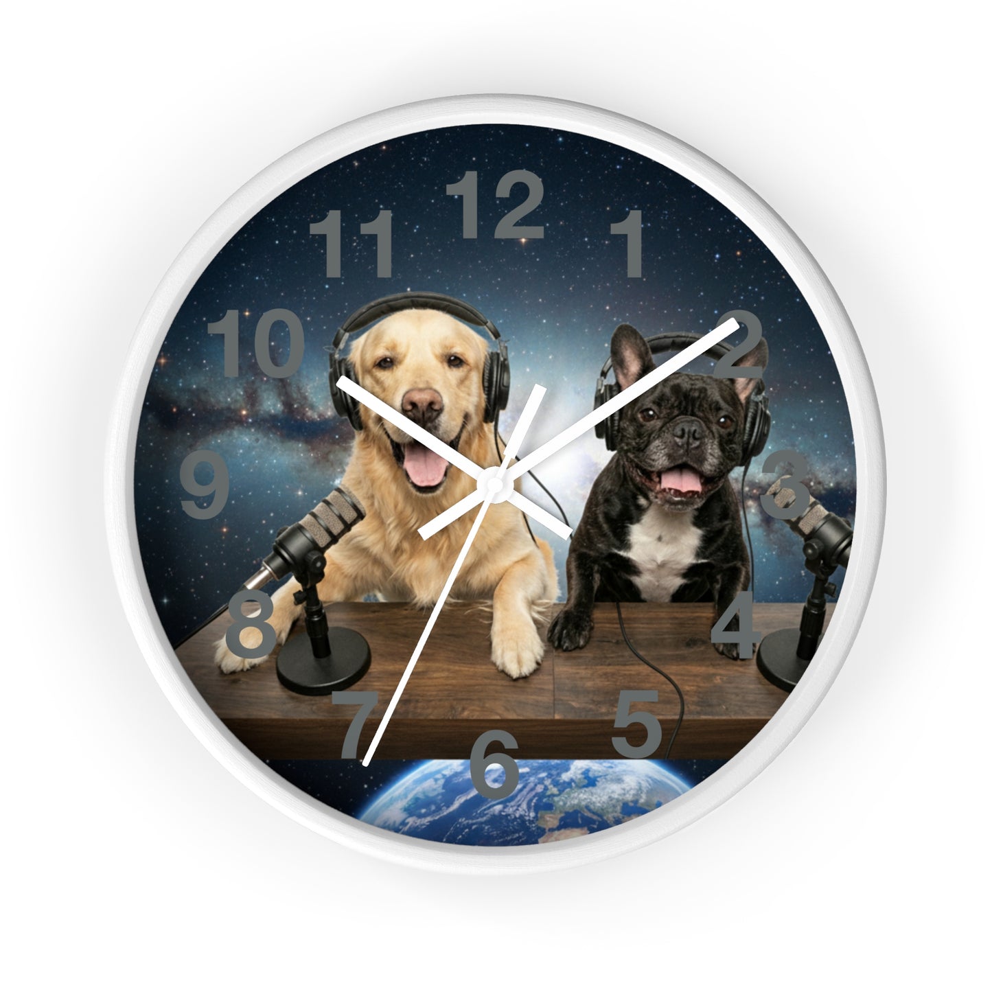 Goldie & Frenchie 'Broadcasting from Space' Wall Clock