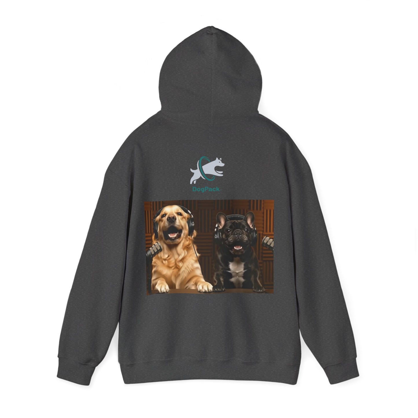 Goldie & Frenchie Dog Podcast with Coffee Mugs Hoodie — Front & Back Print - Ships from United Kingdom