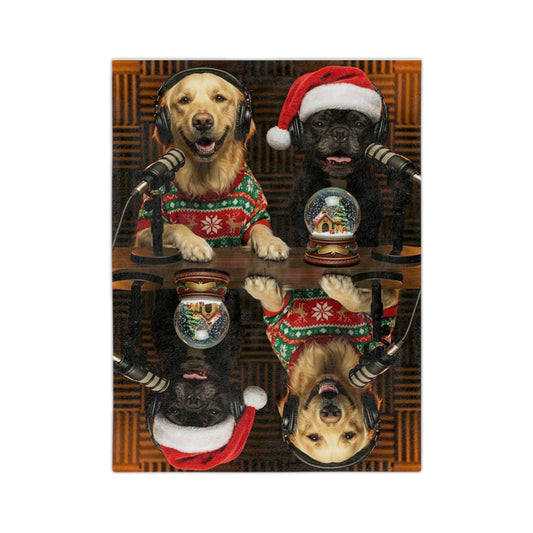 Goldie & Frenchie Velveteen Blanket – Christmas design!