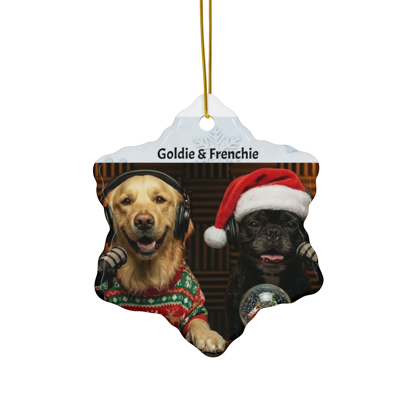 Goldie & Frenchie Christmas Ceramic Ornament