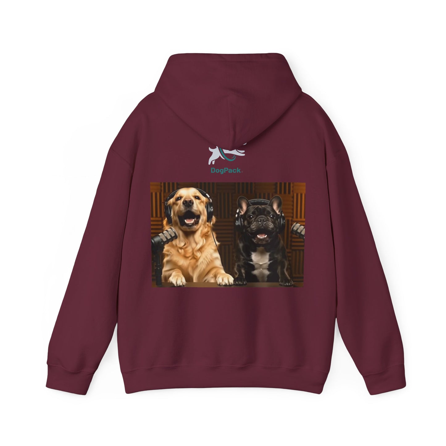 Goldie & Frenchie Dog Podcast with Coffee Mugs Hoodie — Front & Back Print - Ships from United Kingdom